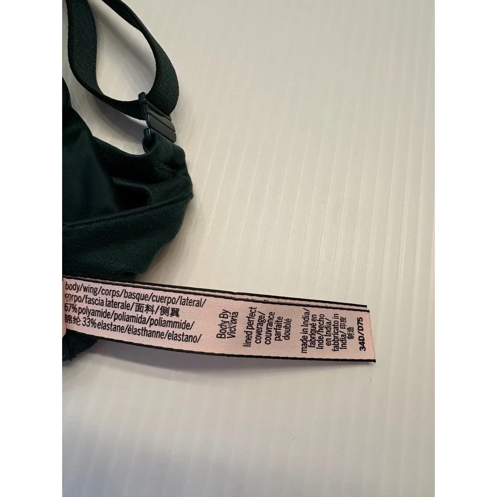 Victoria's Secret Bra 34D Green Body by Victoria Lined Perfect Coverage Lace